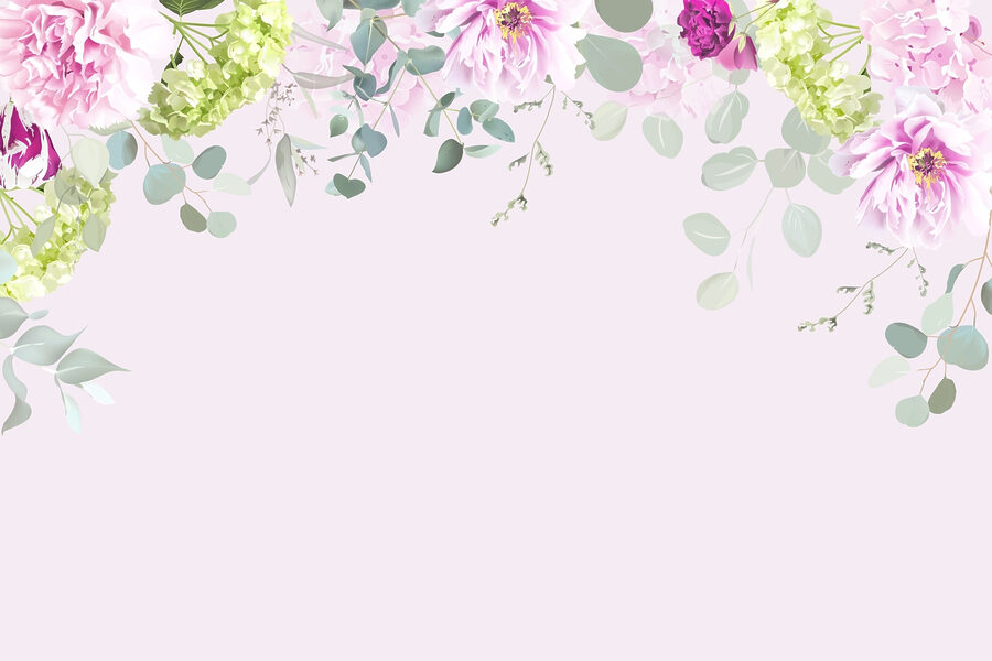 Grupo de flores e folhas