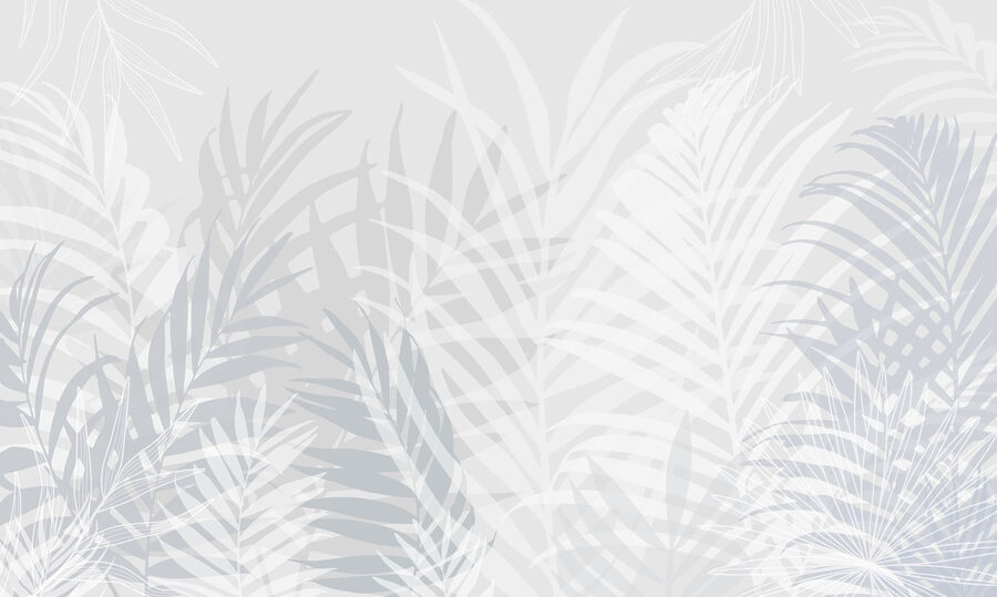 Papel de parede Fundo cinzento e branco com folhas - Image 3