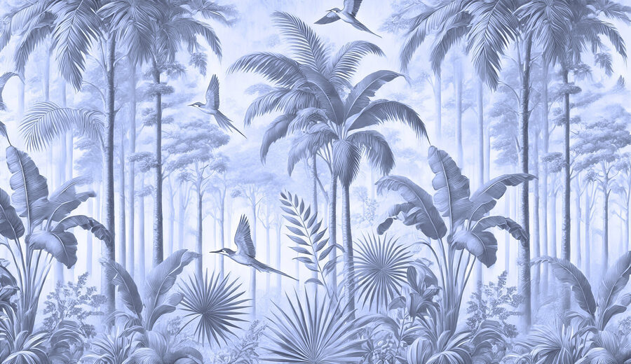 Papel de parede com pássaros a voar na floresta