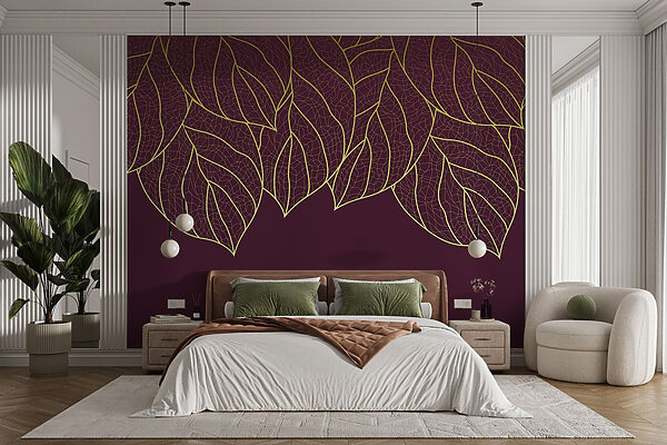 Folhas elegantes sobre fundo castanho escuro Folhas elegantes sobre fundo castanho escuro