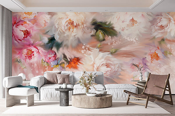 Pintura de flores sobre um fundo cor-de-rosa Pintura de flores sobre um fundo cor-de-rosa