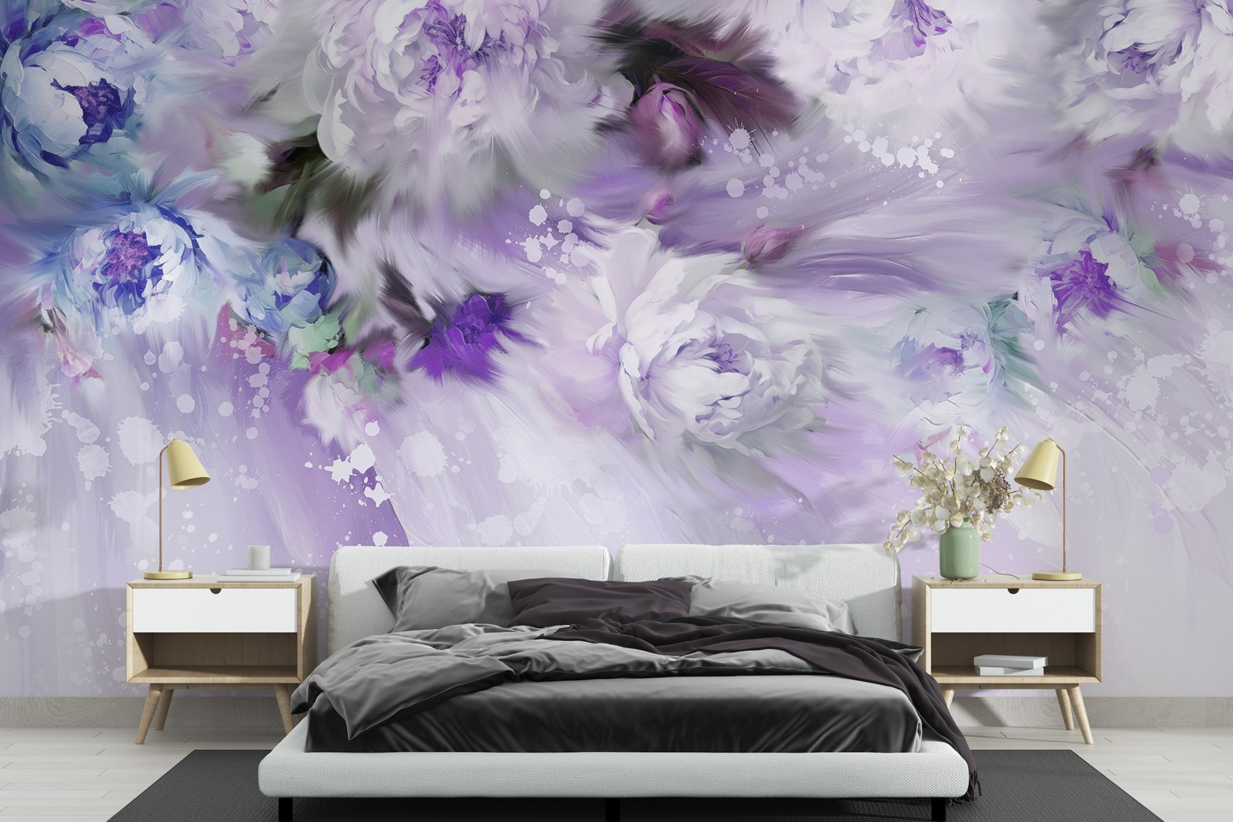 Painting of flowers and feathers