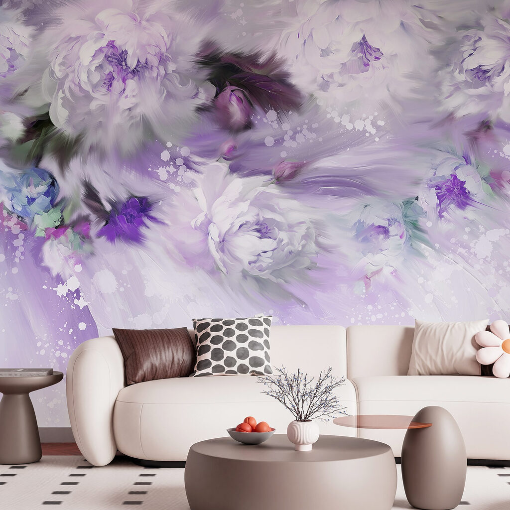 Painting of flowers and feathers