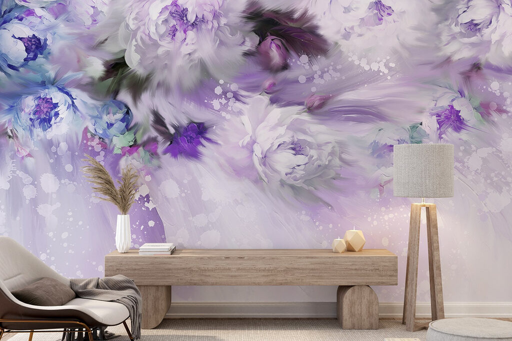 Painting of flowers and feathers