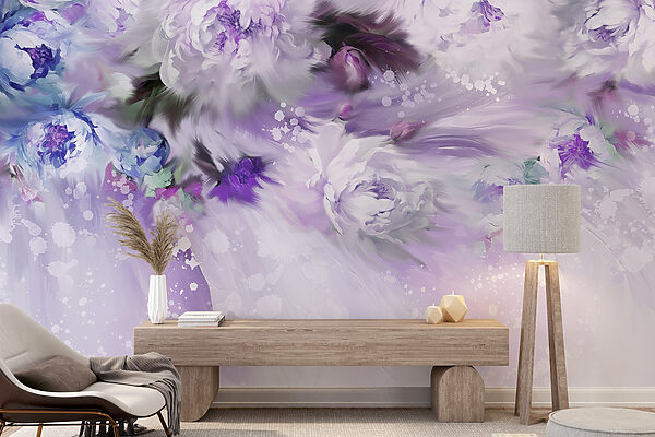 Pintura de flores e penas Pintura de flores e penas