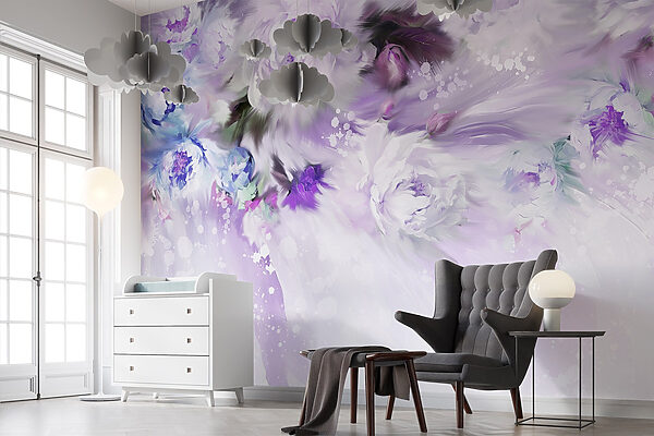 Pintura de flores e penas Pintura de flores e penas