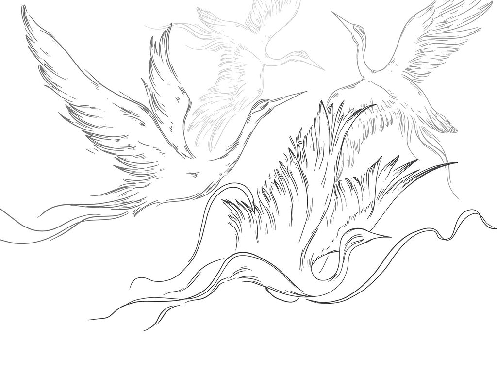Desenho de pássaros a voar Desenho de pássaros a voar