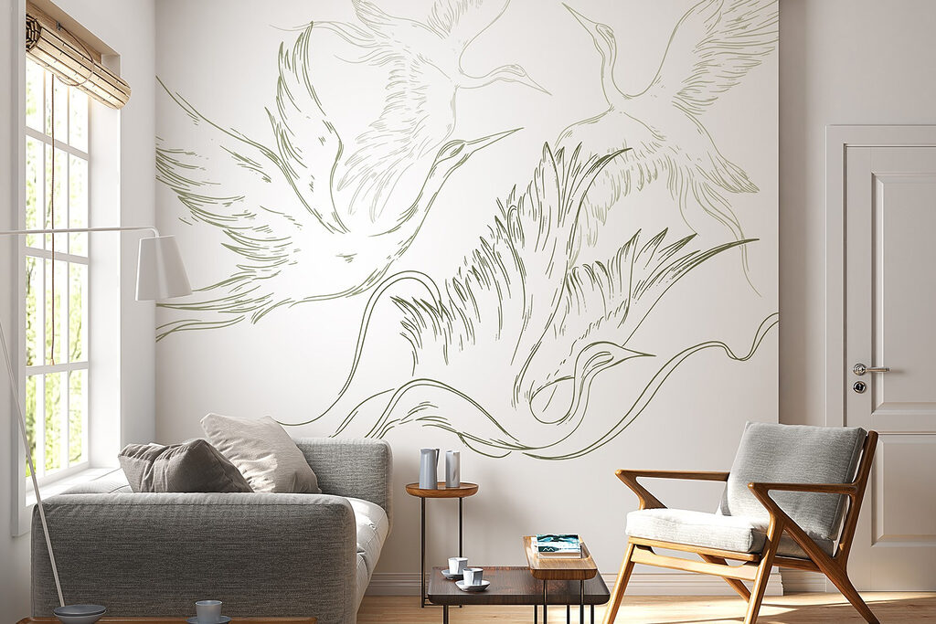 Drawing of birds flying