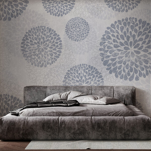 Papel de parede com círculos e flores Papel de parede com círculos e flores