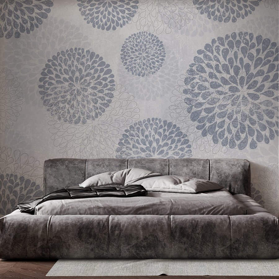 Papel de parede com círculos e flores Papel de parede com círculos e flores