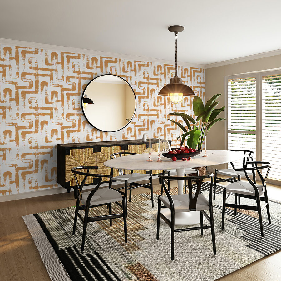 Papel de parede Padrão de linhas cor de laranja - Image 3