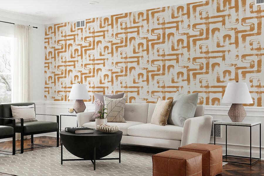 Papel de parede Padrão de linhas cor de laranja - Image 4