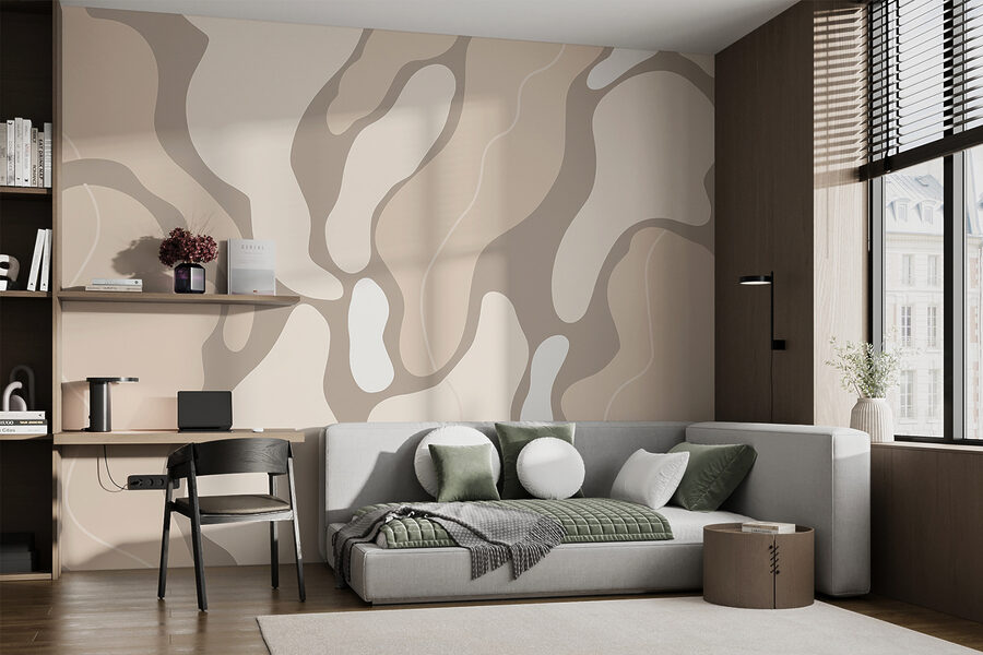 Formas abstractas em tons suaves.