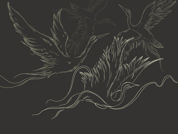 Desenho de pássaros a voar Desenho de pássaros a voar