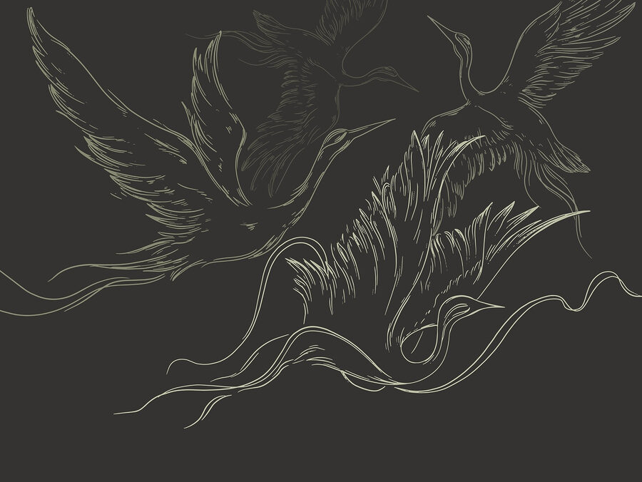 Desenho de pássaros a voar
