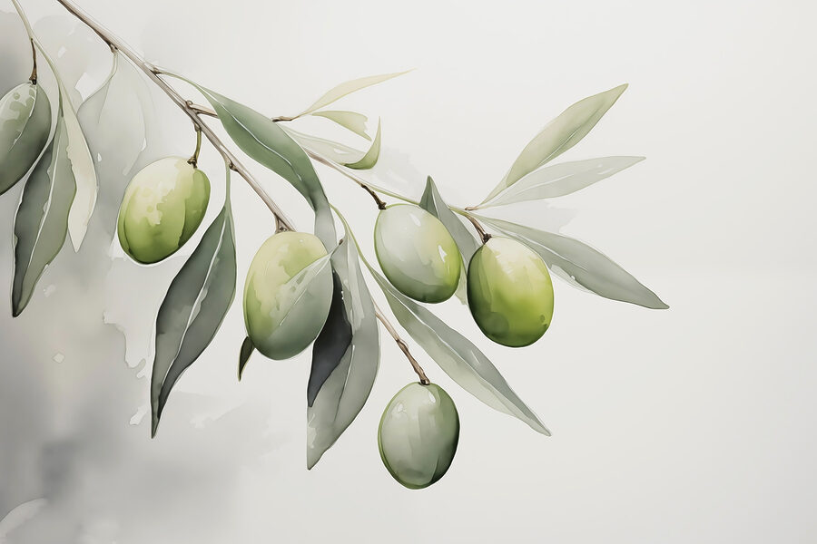 Papel de parede Ramo com frutos e folhas verdes - Image 3