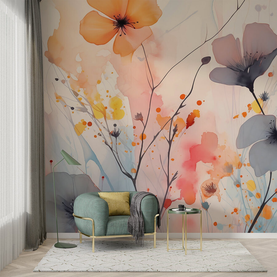 Pintura de flores sobre um fundo branco