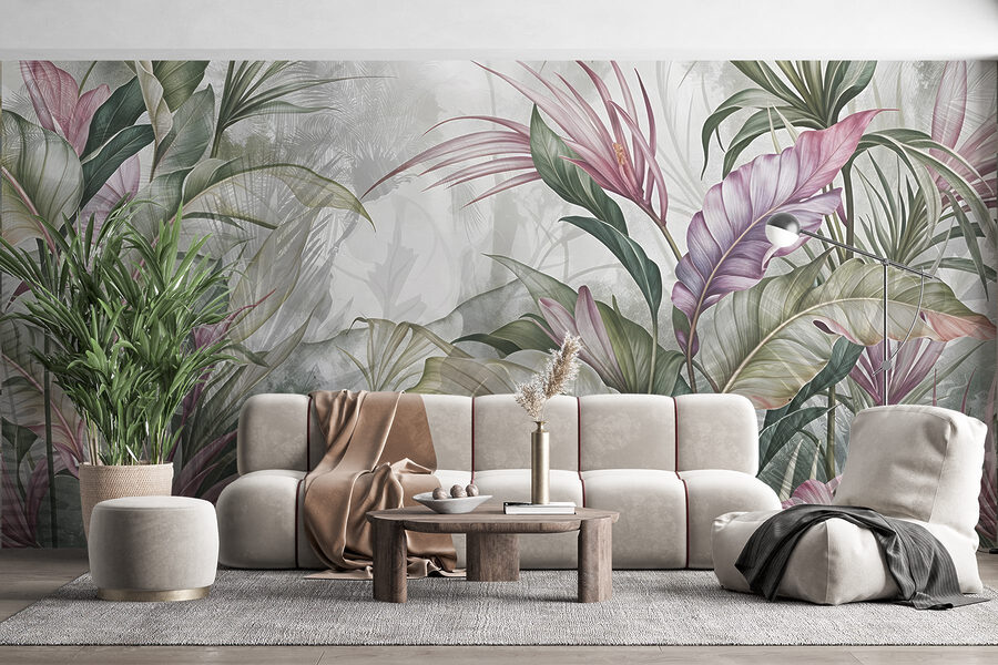 Pintura de flores e folhas Pintura de flores e folhas