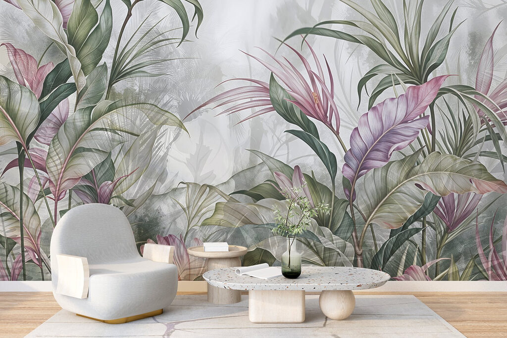 Painting of flowers and leaves