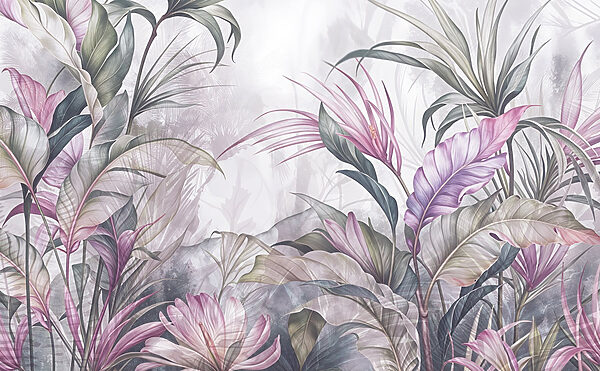 Pintura de flores e folhas Pintura de flores e folhas