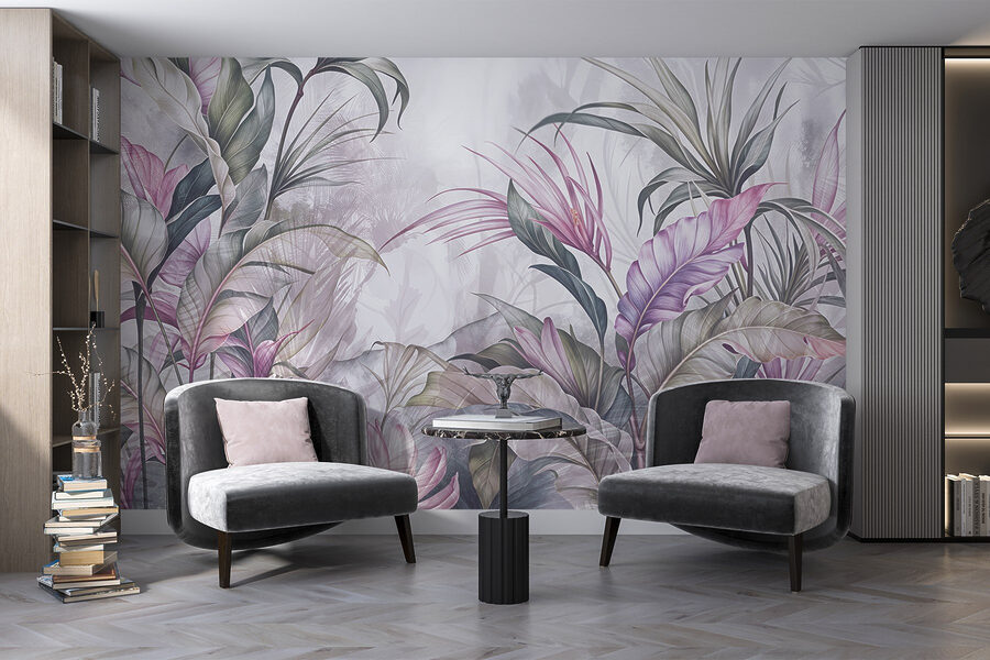 Pintura de flores e folhas Pintura de flores e folhas