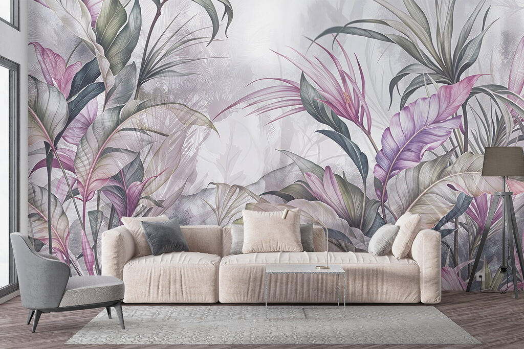 Painting of flowers and leaves