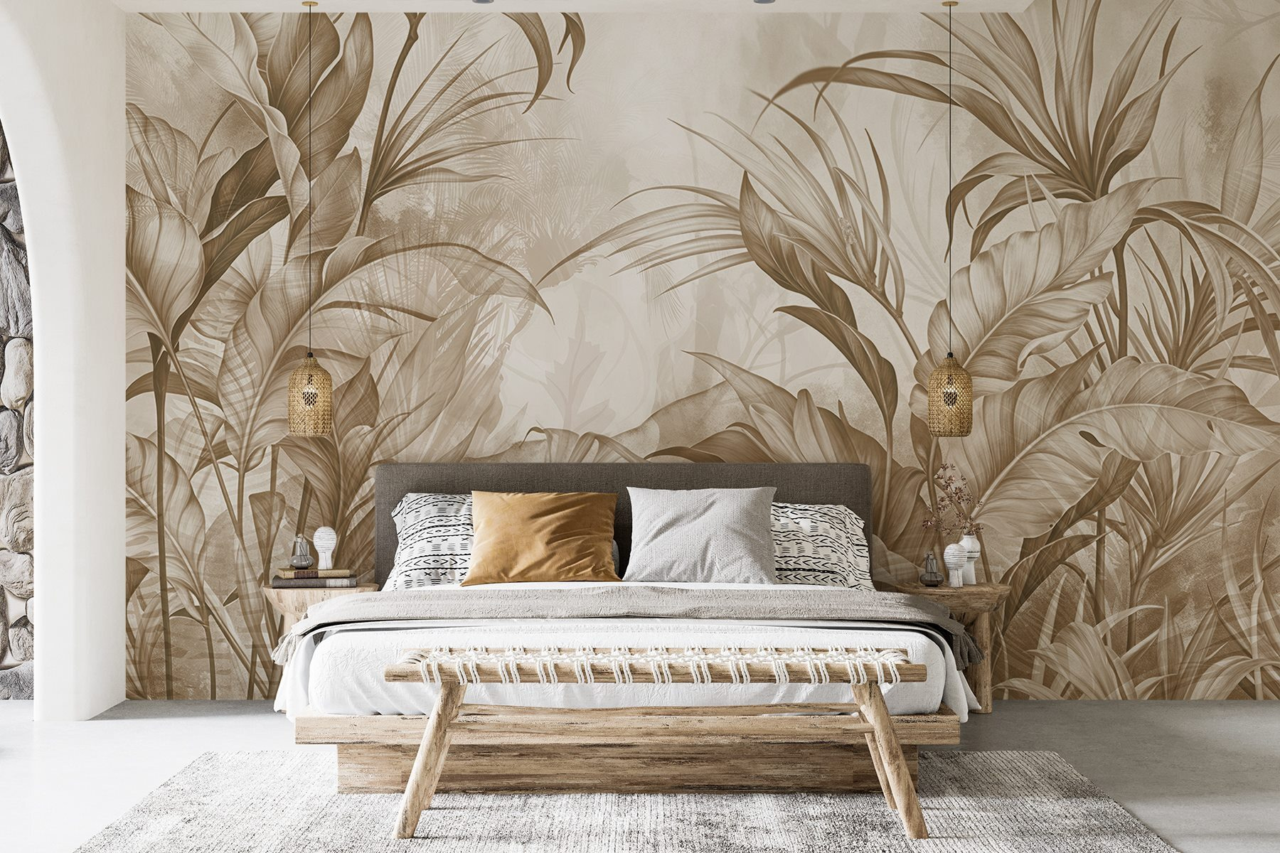 Lush foliage in earthy tones