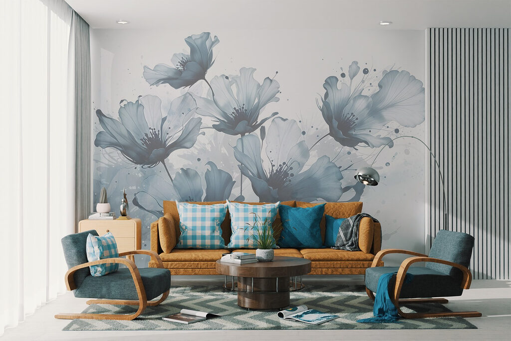 Group of flowers with blue and white colors Group of flowers with blue and white colors