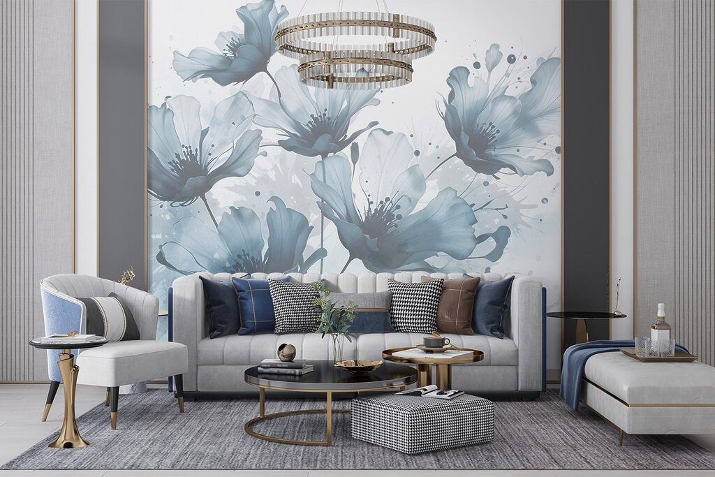 Group of flowers with blue and white colors Group of flowers with blue and white colors