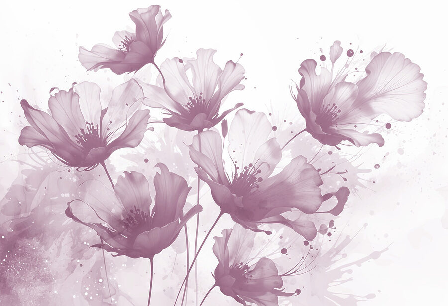 Papel de parede Grupo de flores com pétalas brancas - Image 7