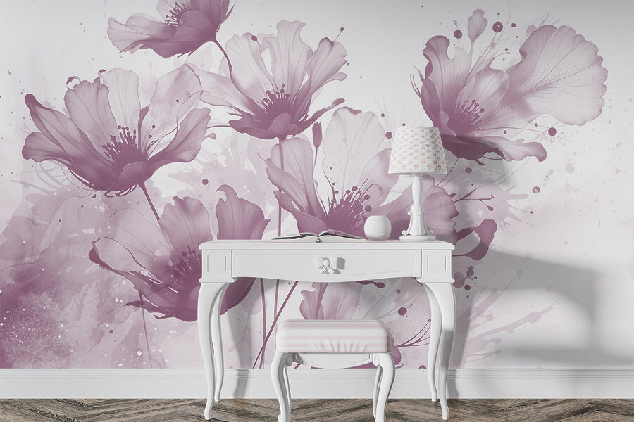 Papel de parede Grupo de flores com pétalas brancas