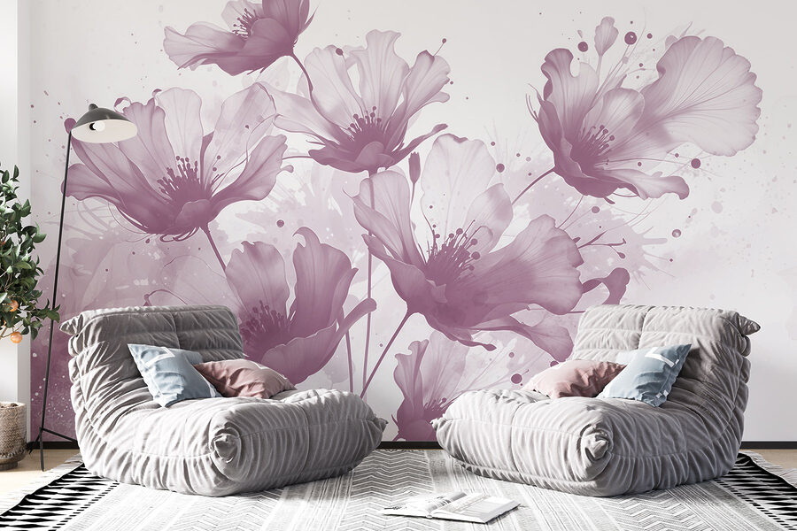 Papel de parede Grupo de flores com pétalas brancas - Image 3