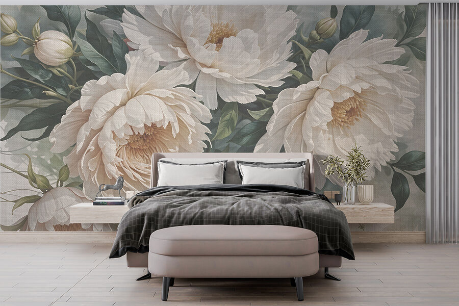 Flores delicadas em tons suaves.