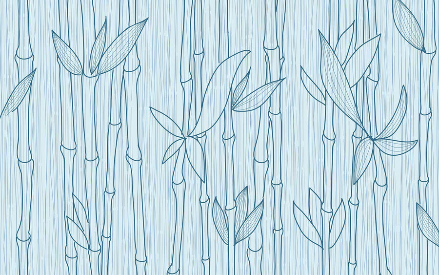 Desenho de linhas azuis de bambu