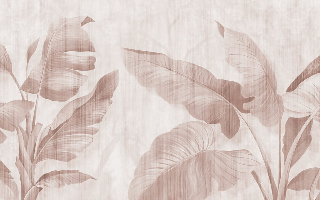 Folhas tropicais suaves sobre um fundo discreto Folhas tropicais suaves sobre um fundo discreto
