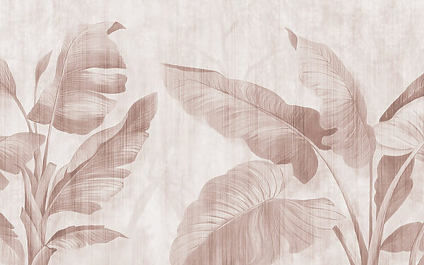 Folhas tropicais suaves sobre um fundo discreto Folhas tropicais suaves sobre um fundo discreto