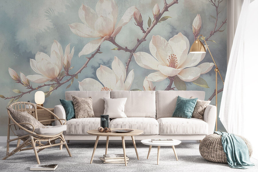 Flores delicadas em cores suaves