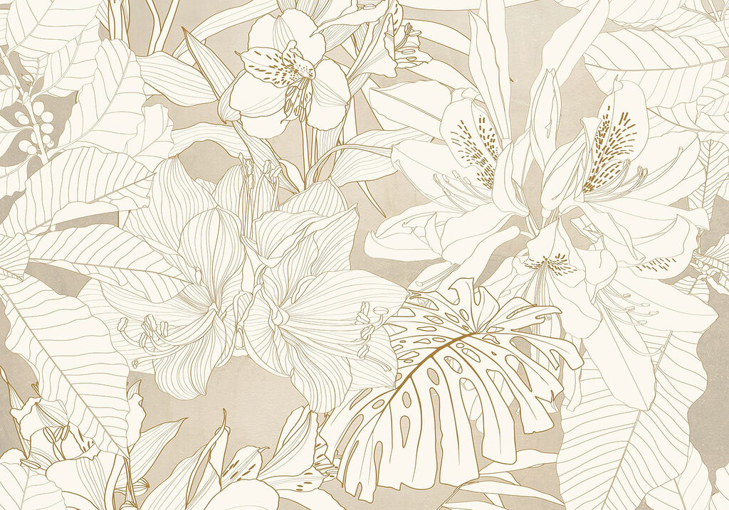 Papel de parede com flores e folhas Papel de parede com flores e folhas