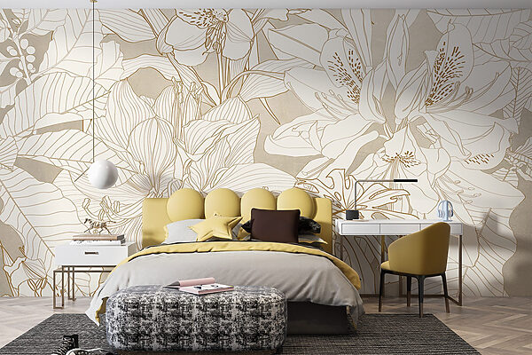 Papel de parede com flores e folhas Papel de parede com flores e folhas