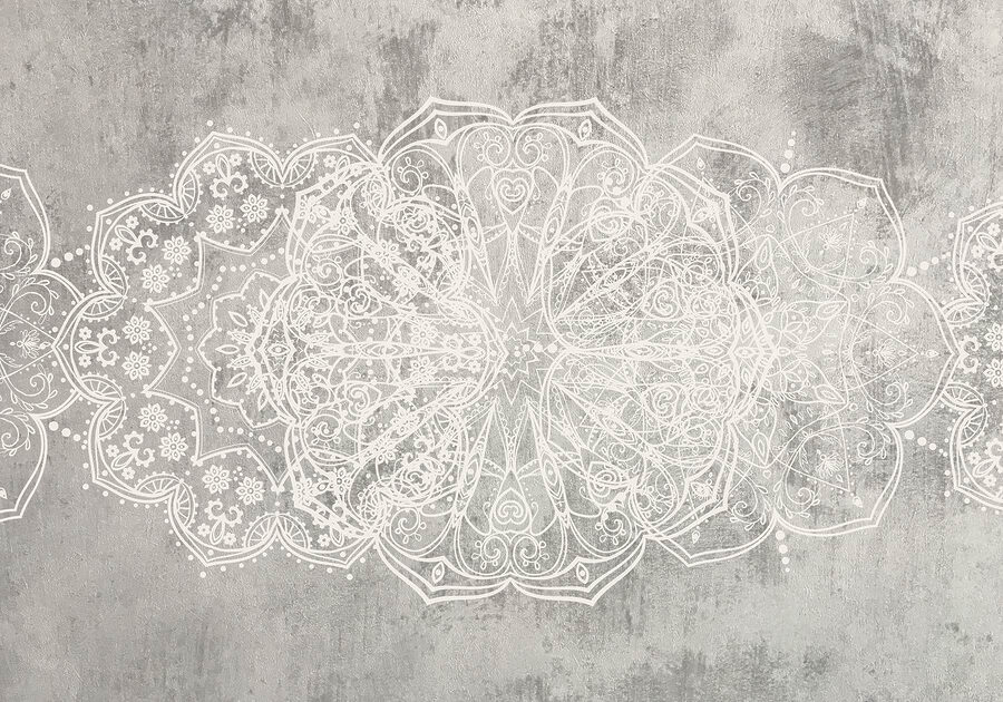 Papel de parede Desenho ornamentado branco sobre uma superfície cinzenta - Image 7