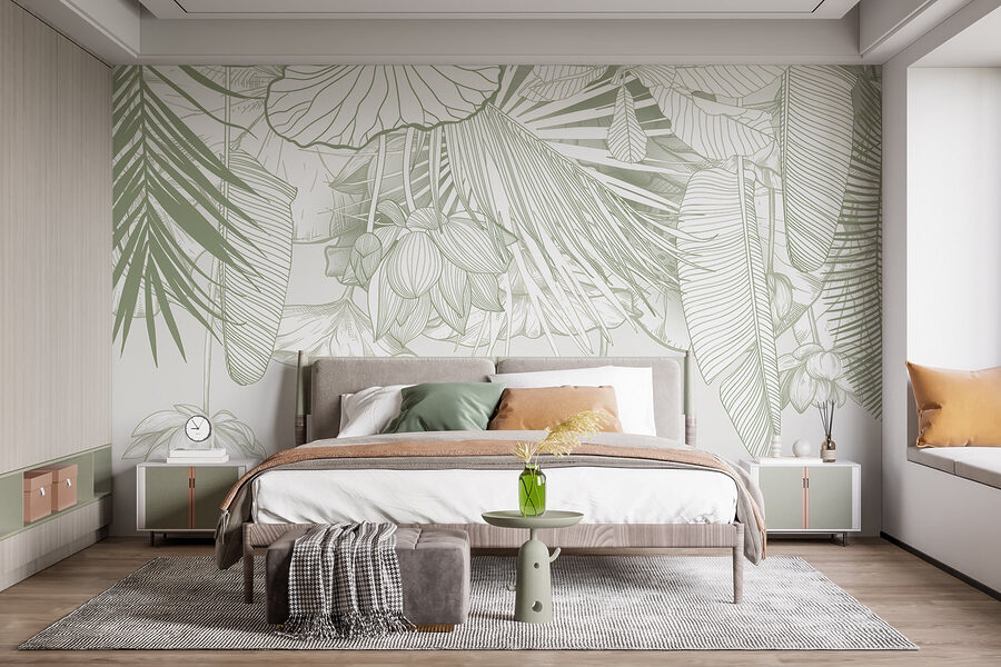 Arte de traço delicada da flora tropical