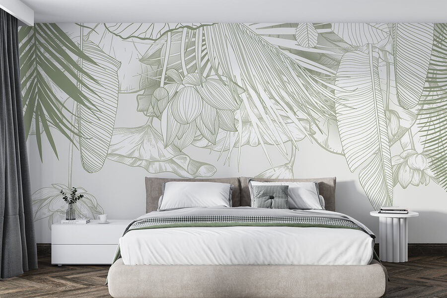 Arte de traço delicada da flora tropical