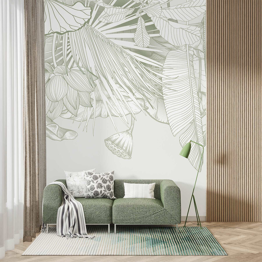 Arte de traço delicada da flora tropical