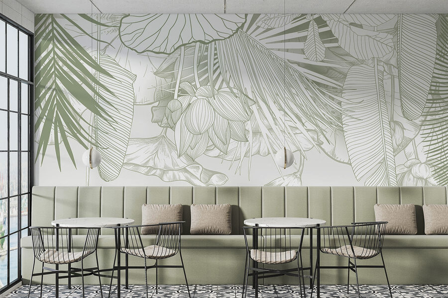 Arte de traço delicada da flora tropical