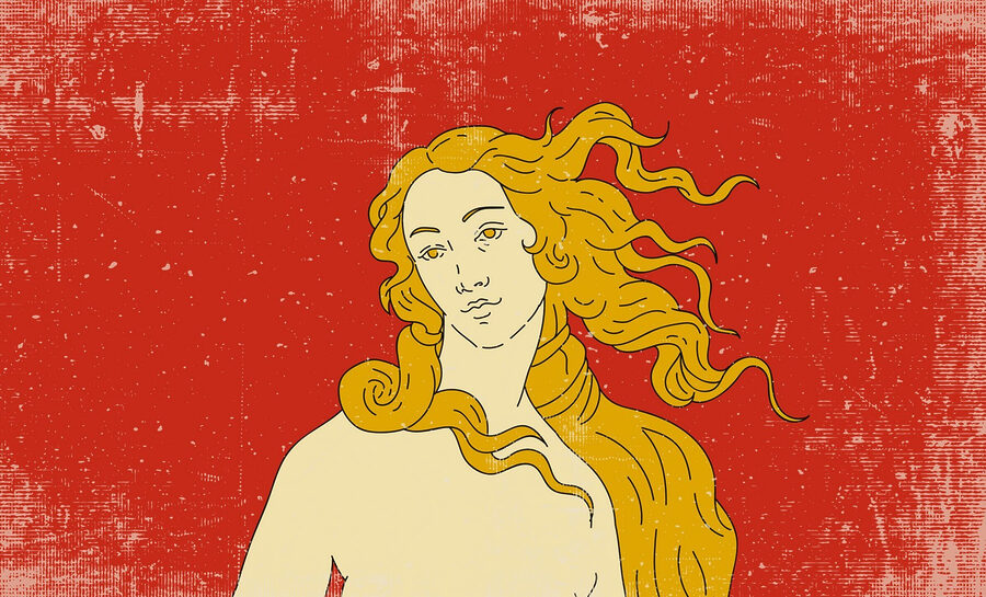 Desenho de um homem com cabelo comprido