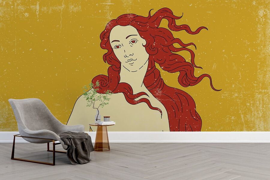 Desenho de uma mulher com cabelo ruivo