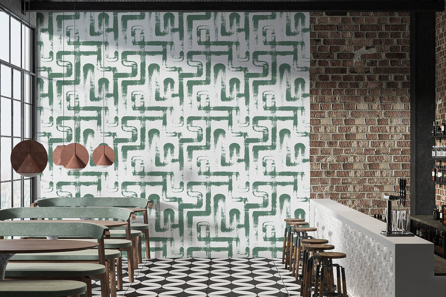 Papel de parede Padrão de linhas verdes - Image 2