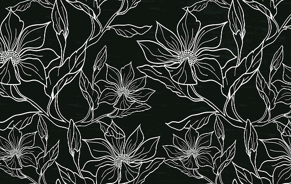 Padrão floral preto e branco Padrão floral preto e branco