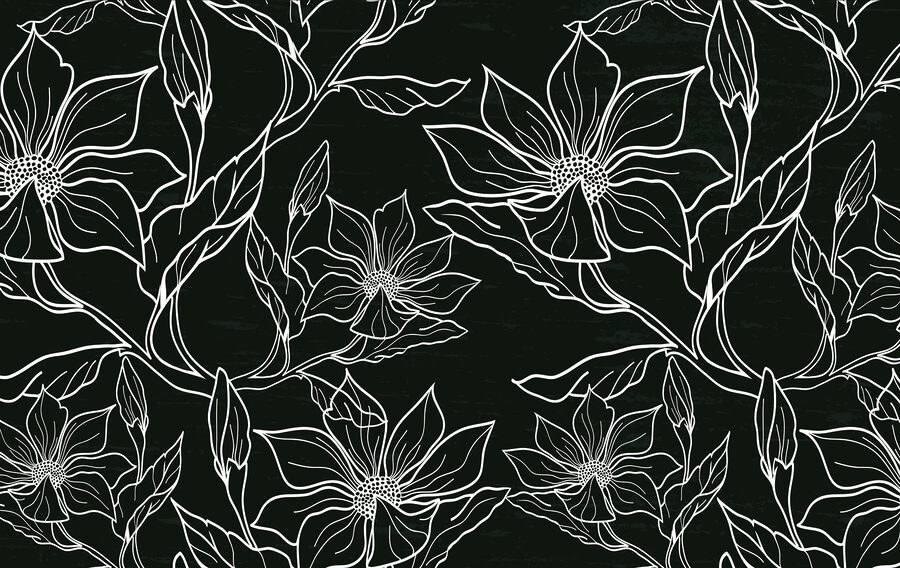Papel de parede Padrão floral preto e branco - Image 3