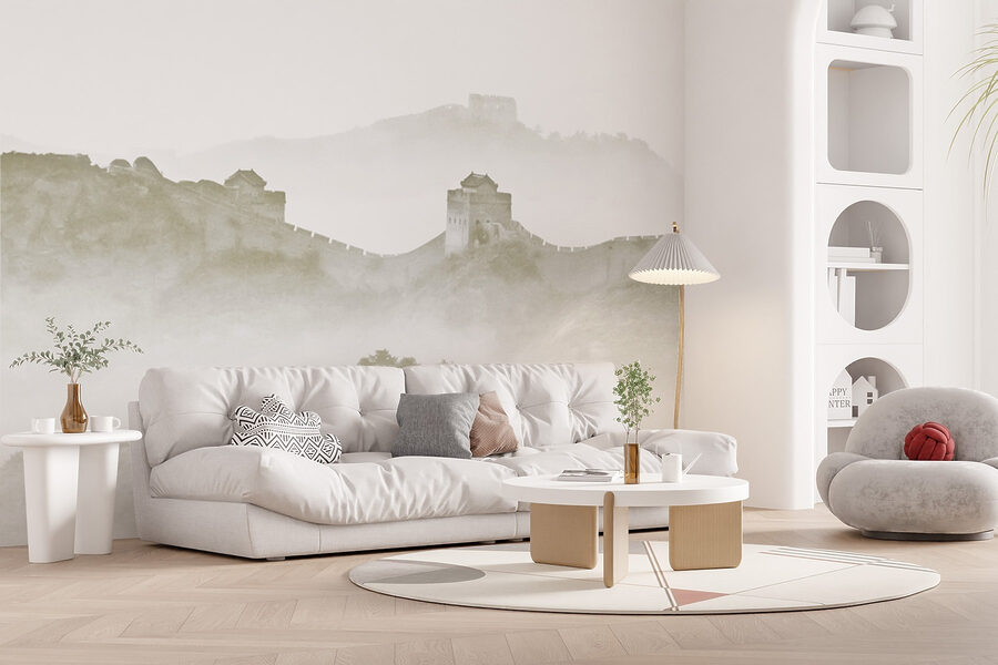 Papel de parede Muro numa colina com nevoeiro